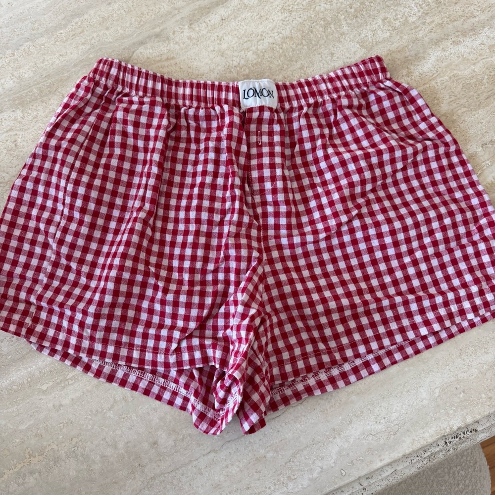 Amazon Red Checkered High Waist Women's Boxer Shorts